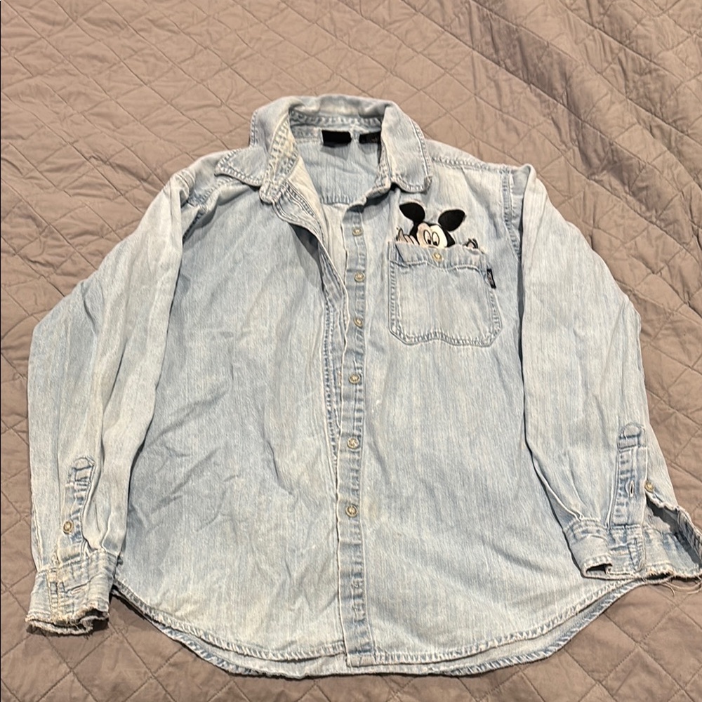 Disney Denim Shirt with Mickey Mouse size large